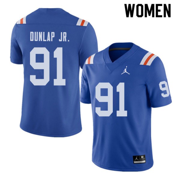 Jordan Brand Women #91 Marlon Dunlap Jr. Florida Gators Throwback Alternate College Football Jersey
